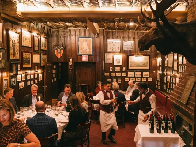 The dining room at Keens Steakhouse