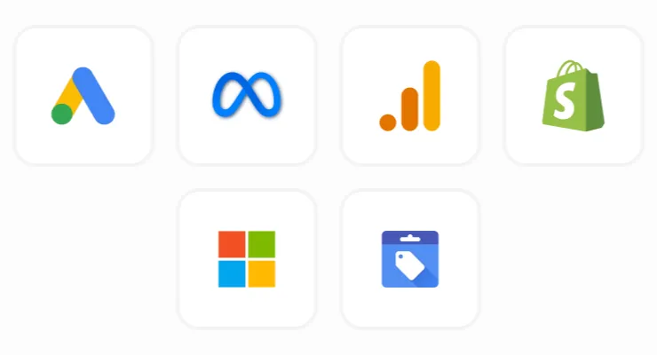 Connect Google Ads, Meta Ads, Google Analytics, Shopify, Microsoft, and Google Merchant Center