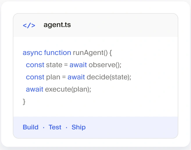 Agent code: build, test, and ship